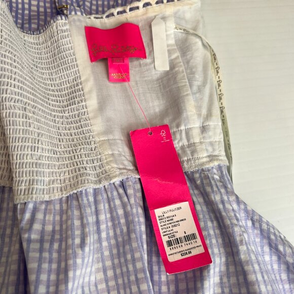 Lilly Pulitzer Dress Women 8 Olivet Stretch Midi Gingham Pocket Party Core Ni - Picture 16 of 16
